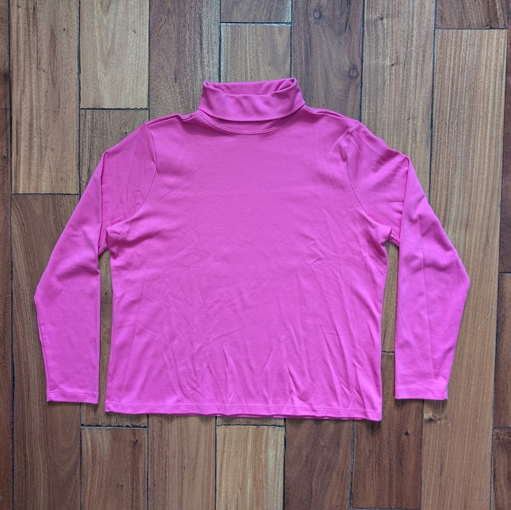 L.L. Bean Pink Cotton Turtleneck (L)